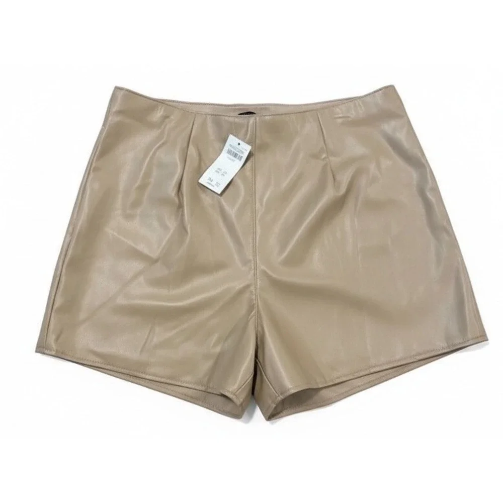 Abercrombie & Fitch Faux Leather Wrap Skort Tan Beige‎ Women's Large